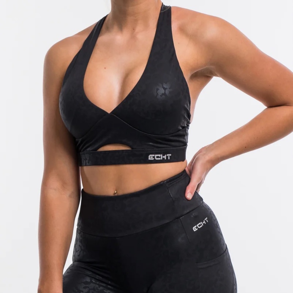 ECHT force sports bra black pattern print small athlesuire sporty trendy